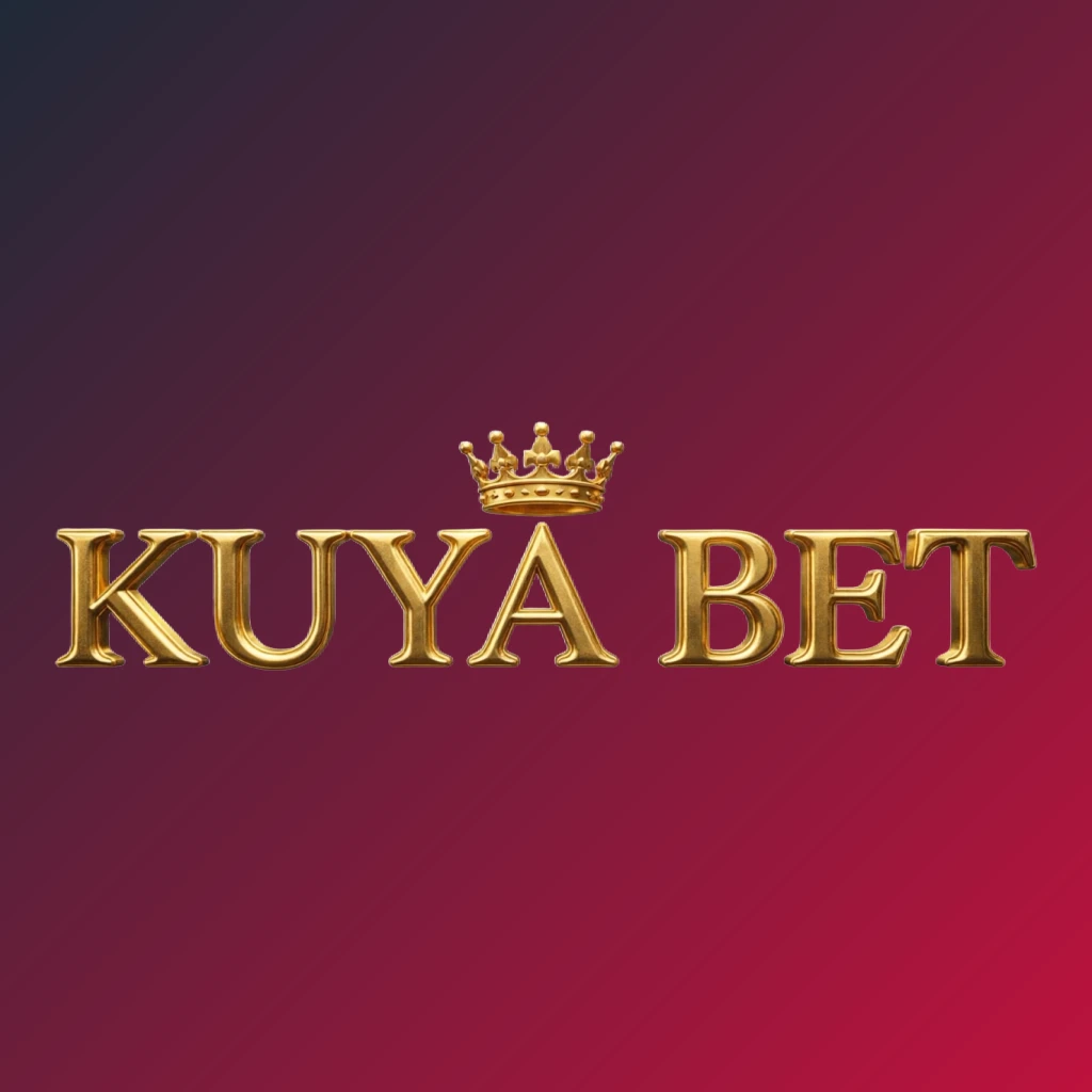 KUYA BET luxury brand logo with gold metallic crown above the text, royal design on transparent background, horizontal rectangular wordmark for website header